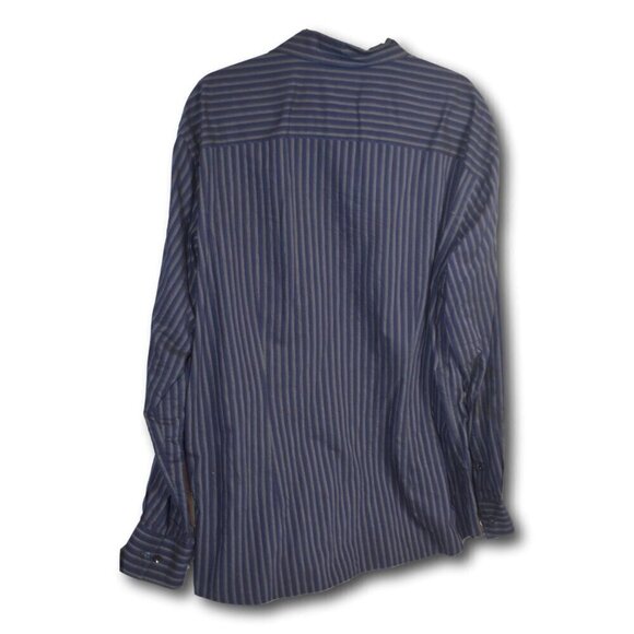 Faconnable Navy Blue Striped Button Down Shirt Size: L - Picture 2 of 2